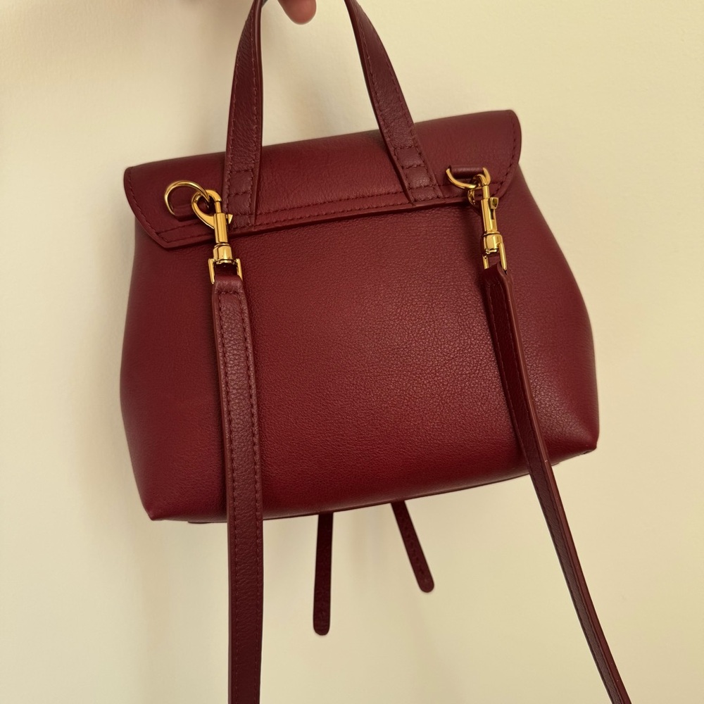 Mansur Gavriel | 100% Italian Calf Leather Mini Soft Lady Bag Deep Burgundy Red - Picture 5 of 6
